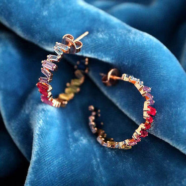 Zirconia Rainbow hoop earrings