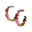 Gold-Tone Colored Gemstone Hoop Earrings
