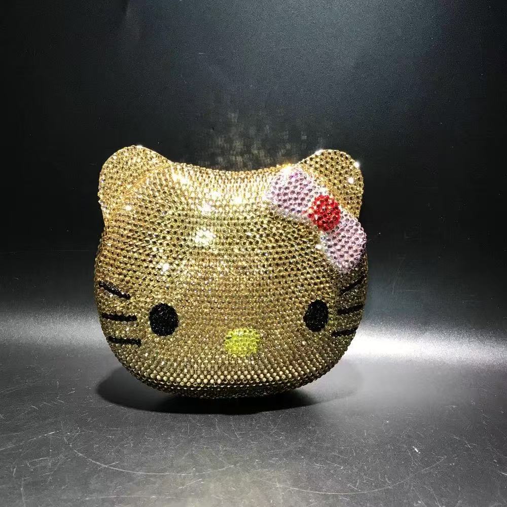 Gold Hello Kitty Clutch Purse Animal Shaped Bag by WAAMII