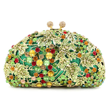 Half Moon Grape Crystal Evening Bag - green - WAAMII - (green)
