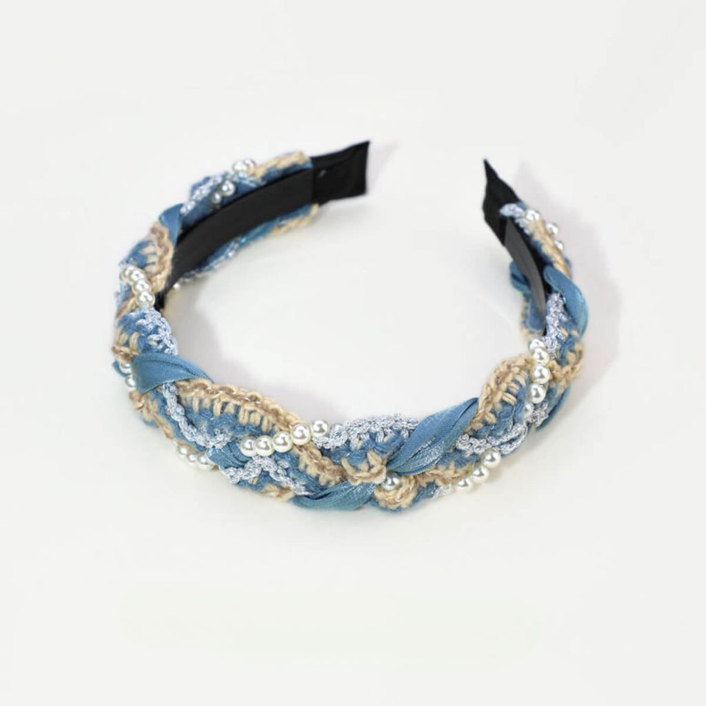 Handwoven Fabric Pearl Wrapped Headband - 03 - Luxury Accessories by WAAMII