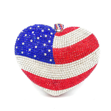 Luxury Crystal American Flag Clutch Bag - - Luxury bags by WAAMII
