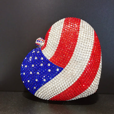 Luxury Crystal American Flag Clutch Bag - - Luxury bags by WAAMII