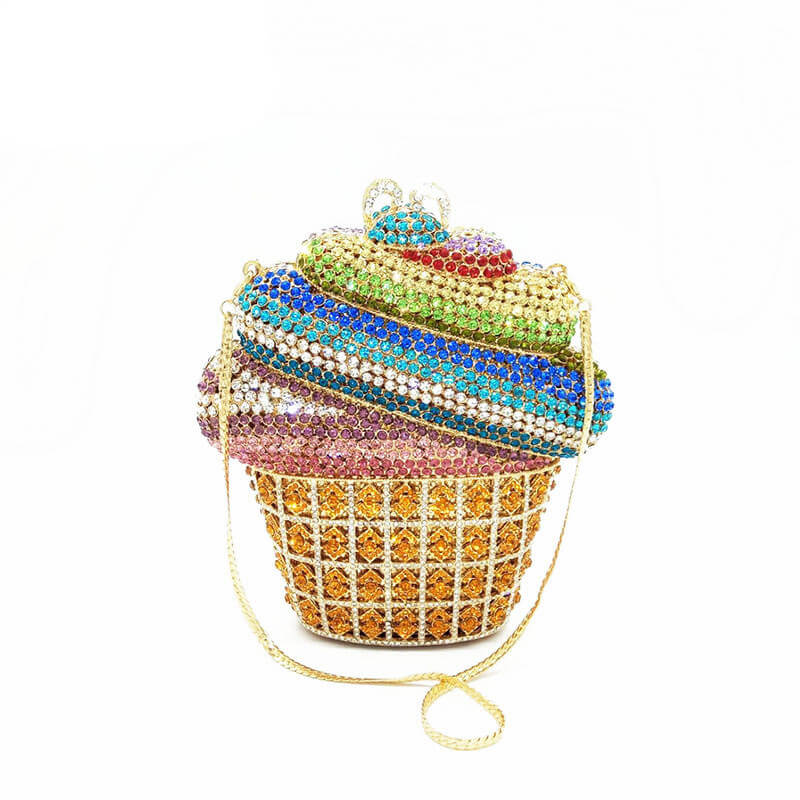 Ice Cream Rhinestone Clutch Purse - Jinge Seven Colors - WAAMII - (jinge-seven-colors)