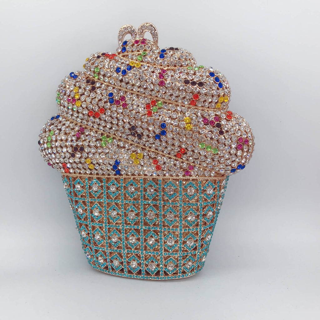 Ice Cream Rhinestone Clutch Purse - Light blue color - WAAMII - (light-blue-color)