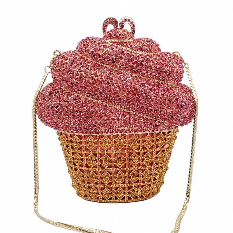 Ice Cream Rhinestone Clutch Purse - Pink - WAAMII - (pink)