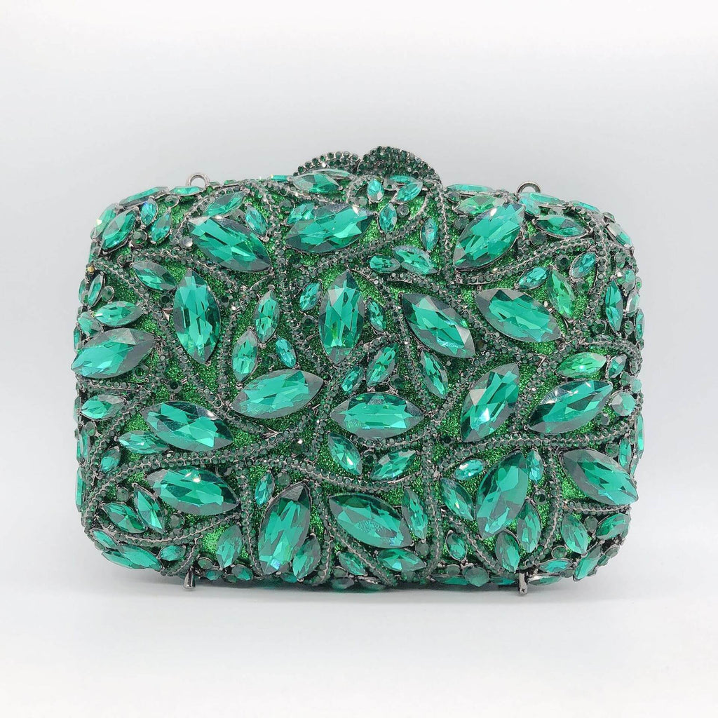 Luminia Teardrop Rhinestone Clutch Purse - green - WAAMII - (green)