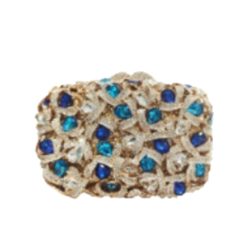 Lumière Rainbow Evening Clutch - Golden Blue - WAAMII - (golden-blue)