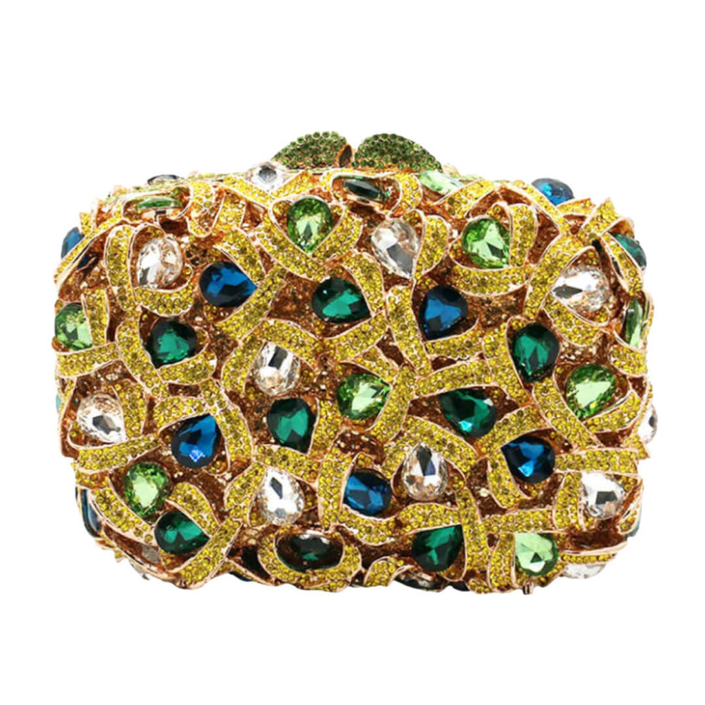 Lumière Rainbow Evening Clutch - Yellow and green - WAAMII - (yellow-and-green)