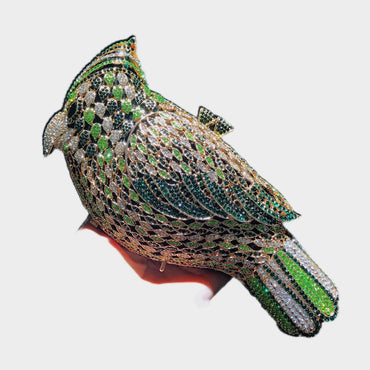 Luxury Crystal Parrot Evening Clutch - Main View 01 - WAAMII