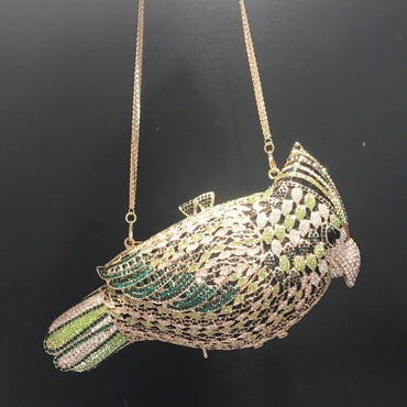 Luxury Crystal Parrot Evening Clutch - Main View 02 - WAAMII