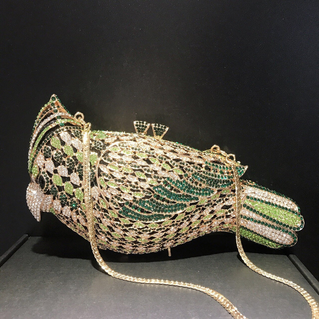 Luxury Crystal Parrot Evening Clutch - Main View 03 - WAAMII
