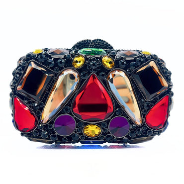 Lyra Crystal Diamond Stone Purse - Black multicolor - WAAMII - (black-multicolor)