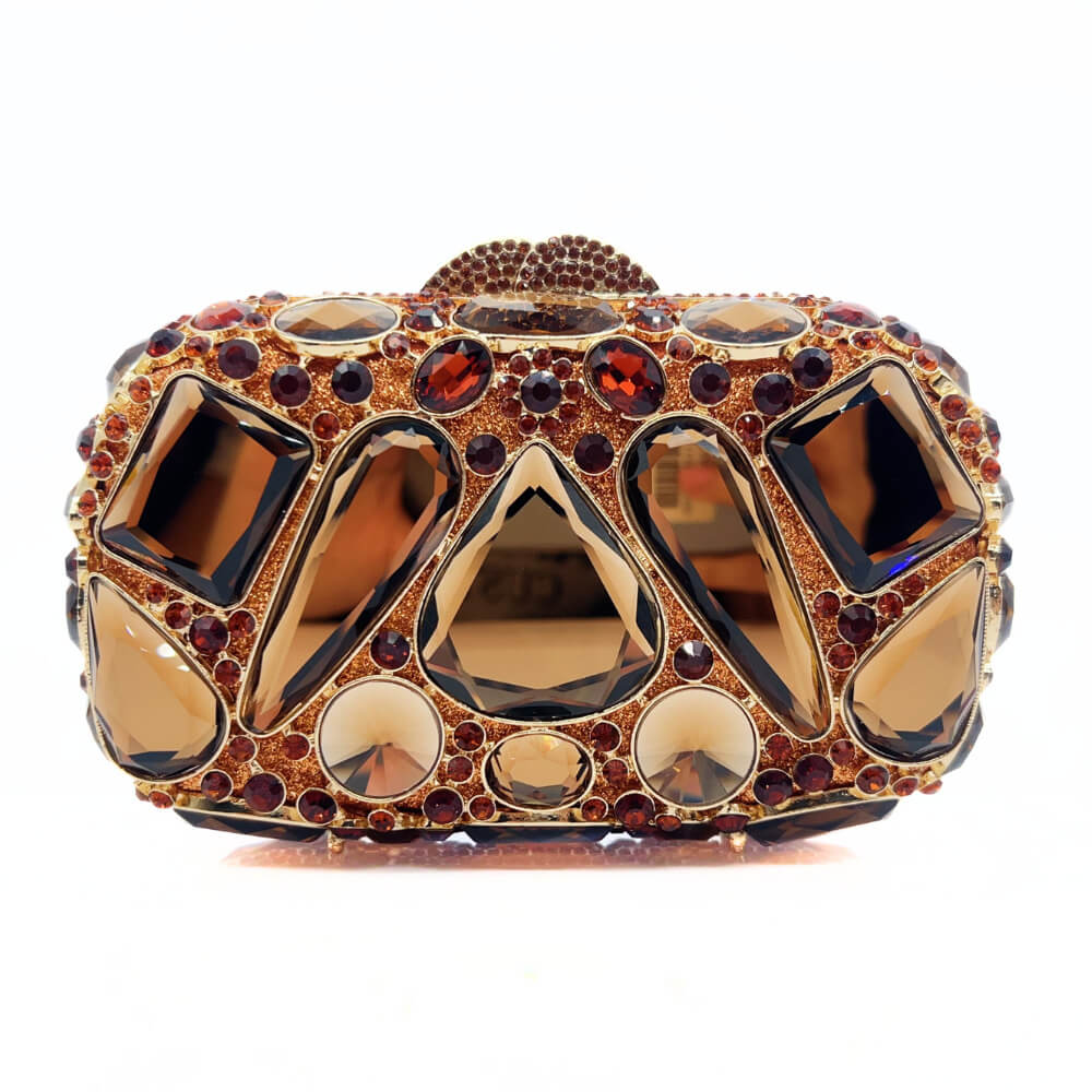 Lyra Crystal Diamond Stone Purse - Golden brown - WAAMII - (golden-brown)