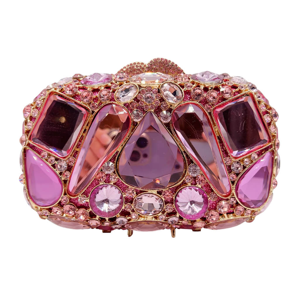 Lyra Crystal Diamond Stone Purse - Pink - WAAMII - (pink)