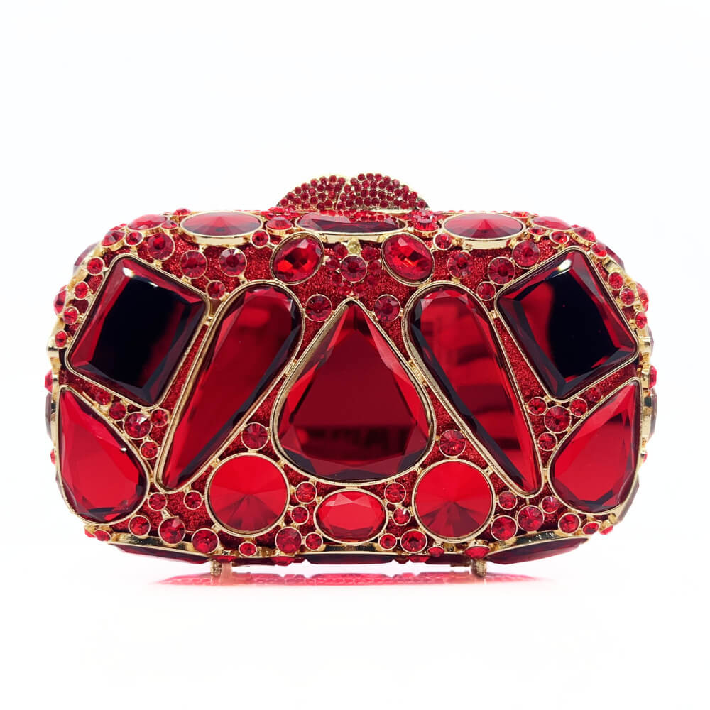 Lyra Crystal Diamond Stone Purse - red - WAAMII - (red)