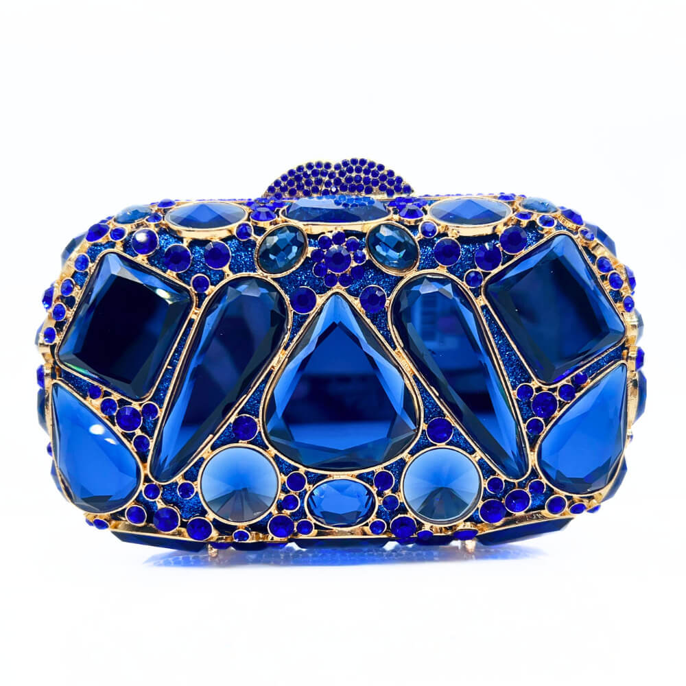 Lyra Crystal Diamond Stone Purse - Royal Blue - WAAMII - (royal-blue)