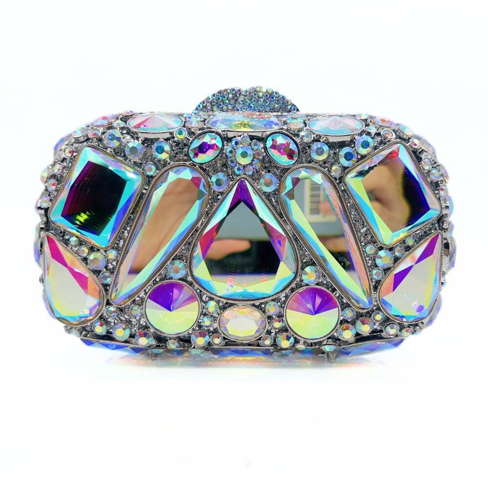 Lyra Crystal Diamond Stone Purse - Silver AB - WAAMII - (silver-ab)
