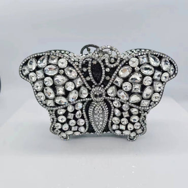 Mia Butterfly Jeweled Clutch - Black - WAAMII
