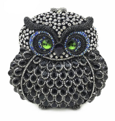 Moonlight Whisper Owl Clutch Purse - black - WAAMII