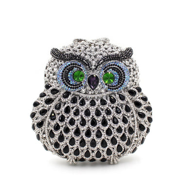 Moonlight Whisper Owl Clutch Purse - Black silver - WAAMII