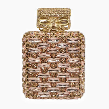 Perfume Bottle Shaped Rhinestone Clutch - Champagne - Luxury bags by WAAMII