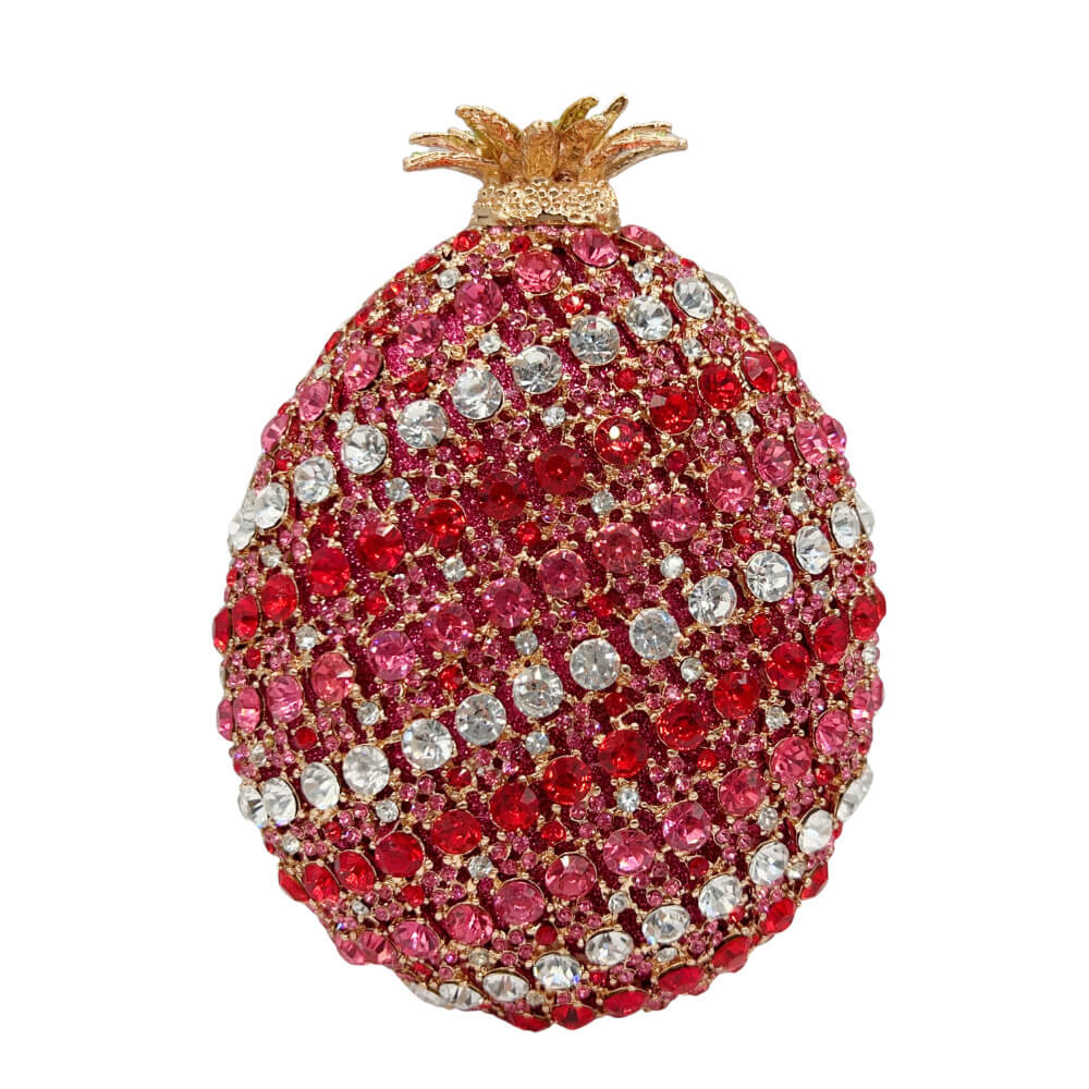 Pineapple Rhinestone Embellished Evening Purse - Red color - WAAMII - (red-color)