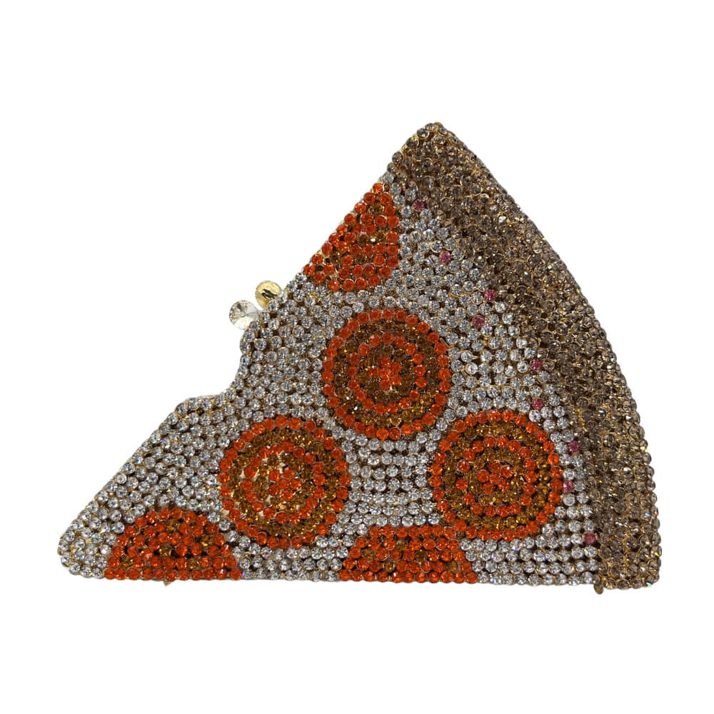 Pizza Diamond Novelty Purse - Golden Orange Pizza - WAAMII - (golden-orange-pizza)