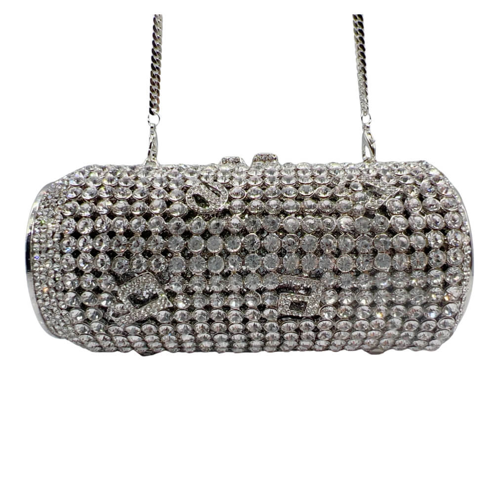Pop Can Rhinestone Clutch Purse - silver - WAAMII - (silver)