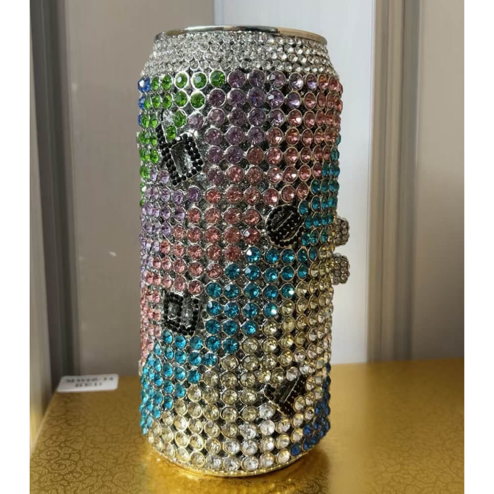 Pop Can Rhinestone Clutch Purse - Silver multicolor - WAAMII - (silver-multicolor)
