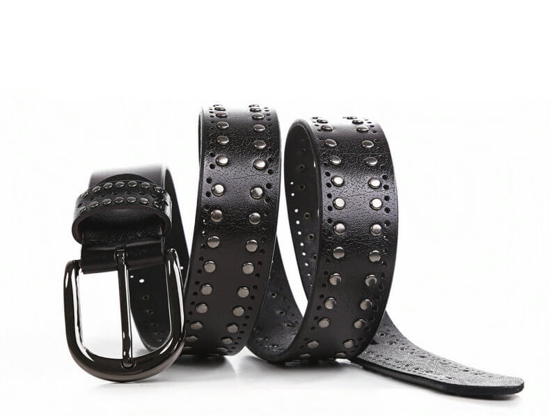 Ceinture Punk à Boucle Décorée à Rivets Multiples-WB7041
