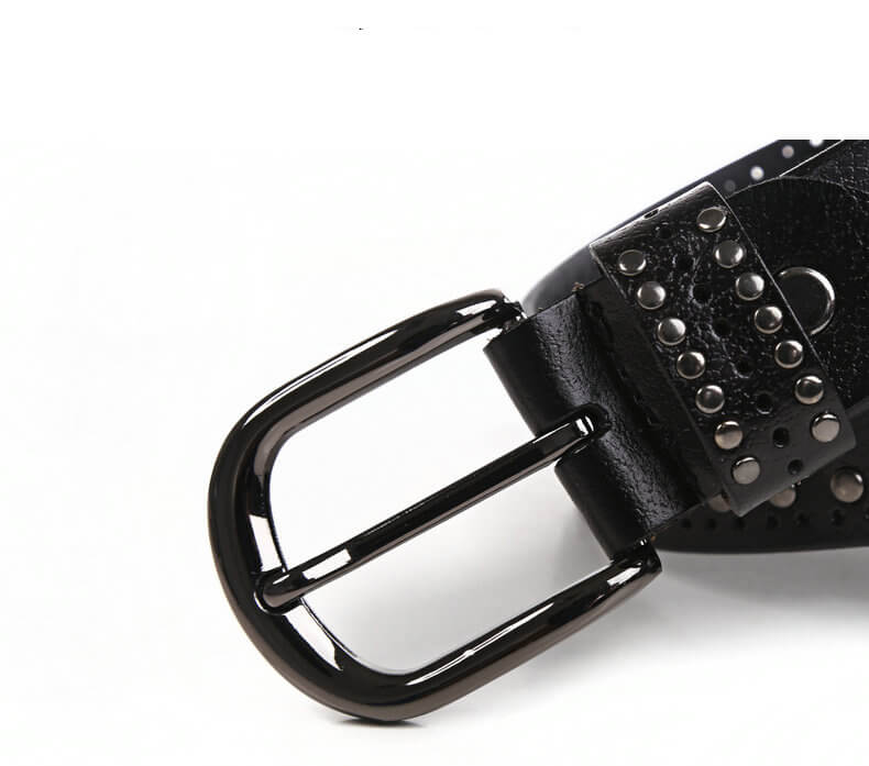Ceinture Punk à Boucle Décorée à Rivets Multiples-WB7041