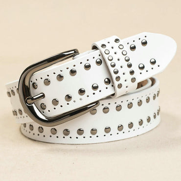 Ceinture Punk à Boucle Décorée à Rivets Multiples-WB7041