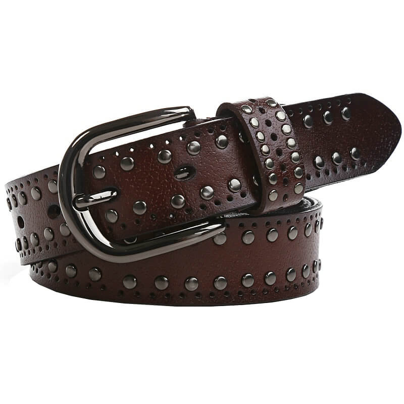 Ceinture Punk à Boucle Décorée à Rivets Multiples-WB7041