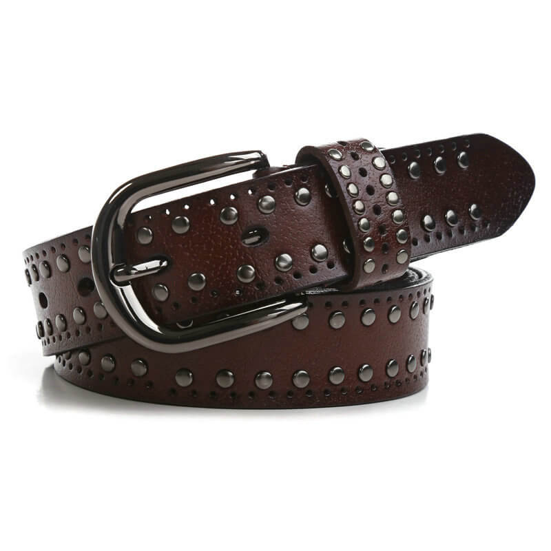 Ceinture Punk à Boucle Décorée à Rivets Multiples-WB7041