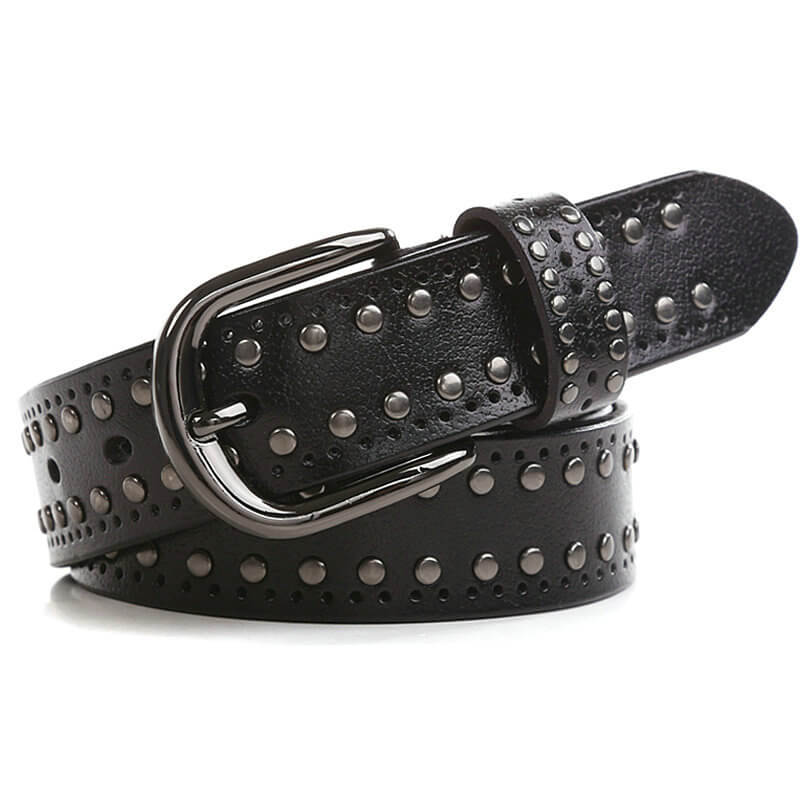 Ceinture Punk à Boucle Décorée à Rivets Multiples-WB7041