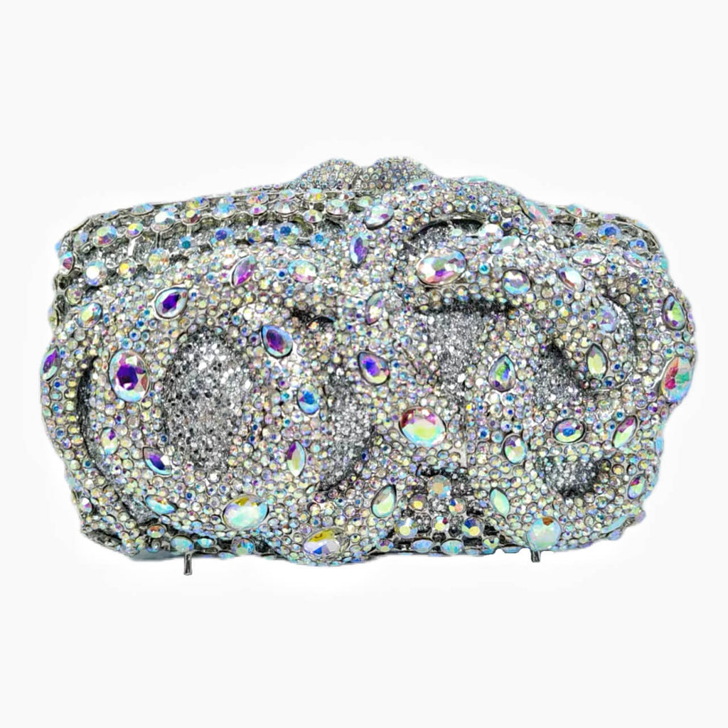 Python Rectangular Snake Bejeweled Clutch - Main View 07 - WAAMII