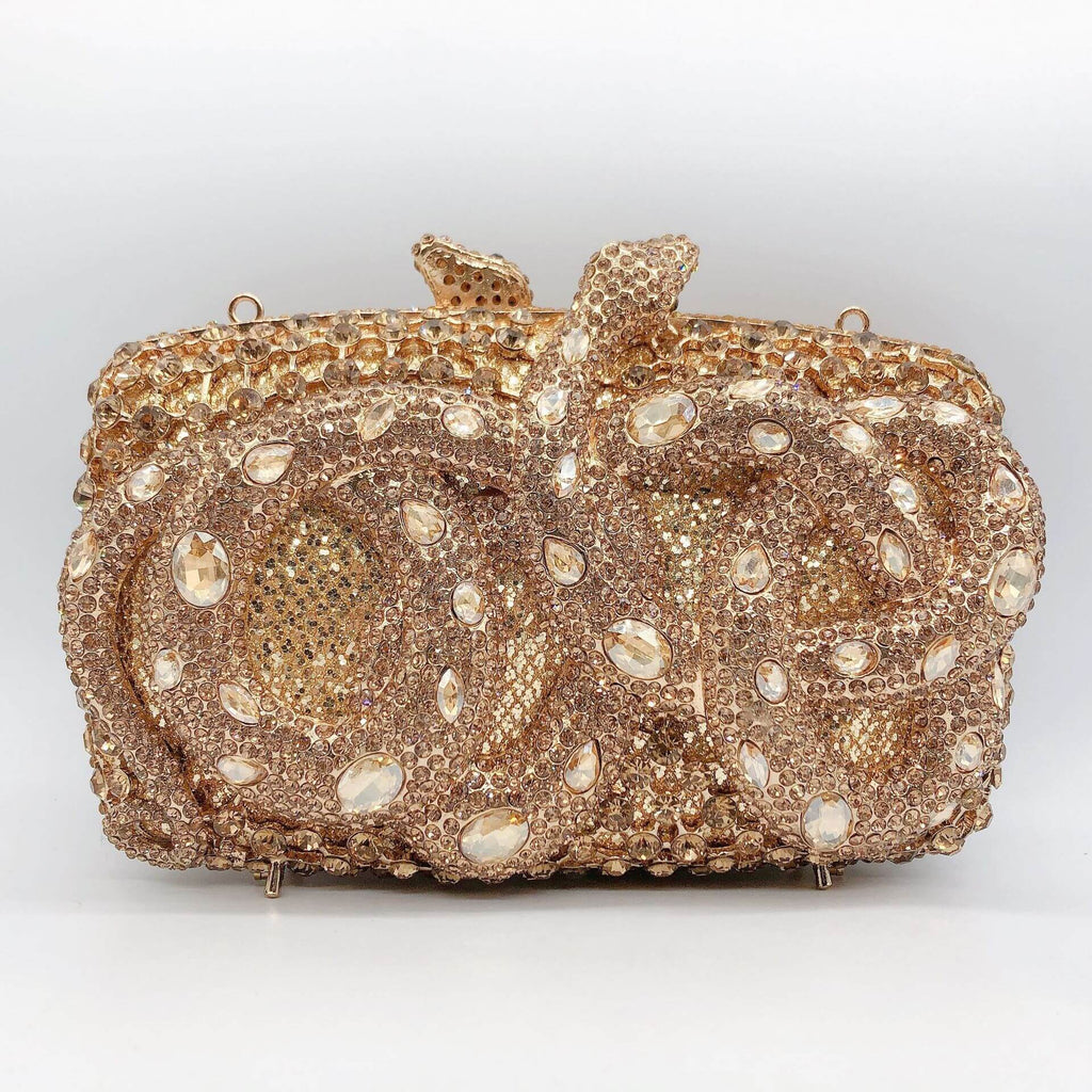Python Rectangular Snake Bejeweled Clutch - Main View 08 - WAAMII