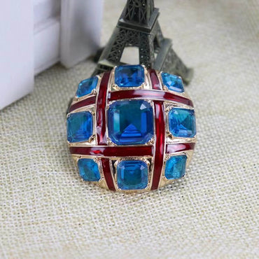 Red Cross Blue Crystalline Glazed Brooch Pins - - Luxury Jewelry by WAAMII