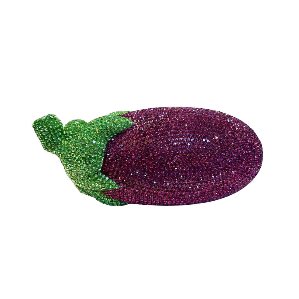 Aubrielle Eggplant Rhinestone Clutch