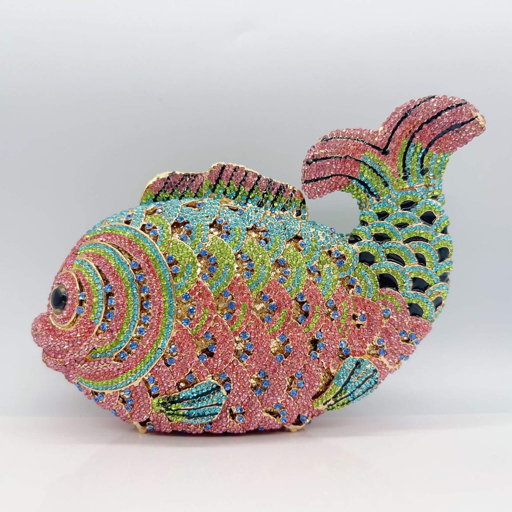 Sparkle Rhinestone Fish Clutch - Blue Pink - WAAMII - (blue-pink)