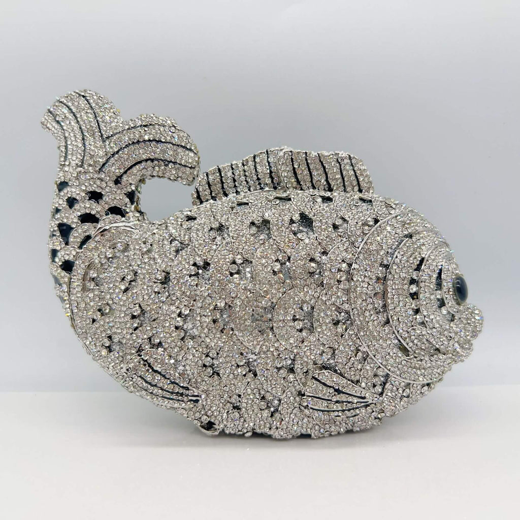 Sparkle Rhinestone Fish Clutch - Silver - WAAMII - (silver)