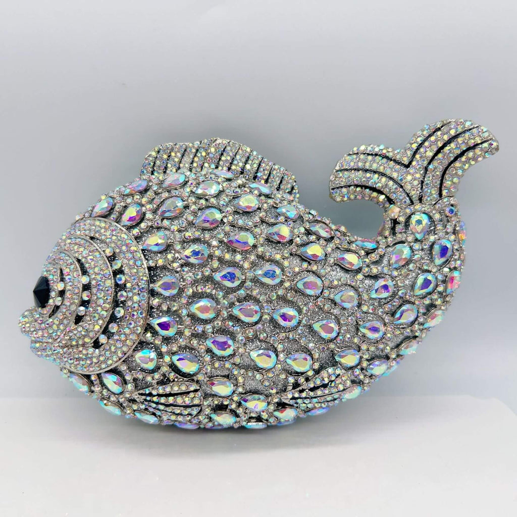 Sparkle Rhinestone Fish Clutch - Silver AB - WAAMII - (silver-ab)