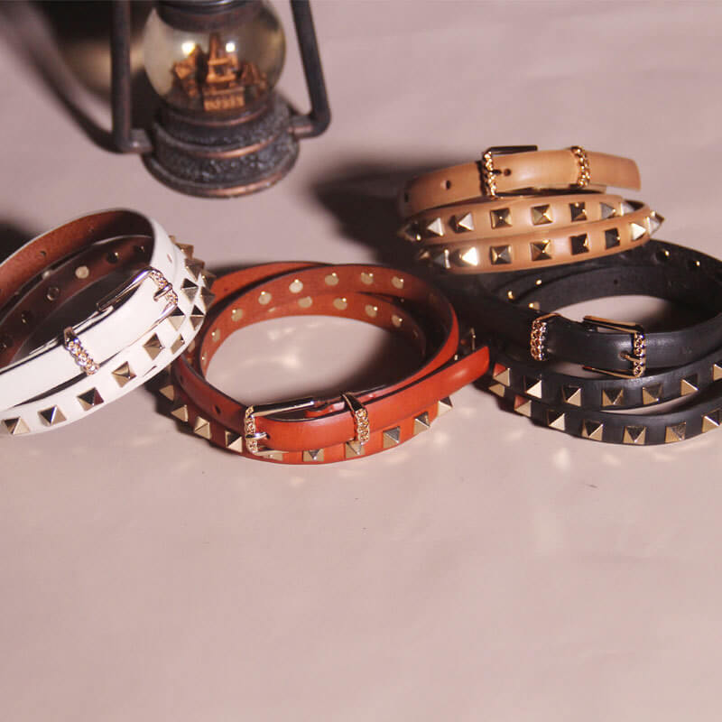 Ceinture Punk à Boucle Décorée à Rivets Multiples-WB7041