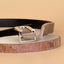 Elegant Thin Leather Belt with Silver U Buckle