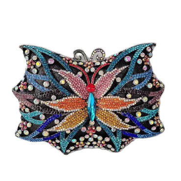 Twilight Butterfly Jeweled Clutch - Black rainbow - WAAMII