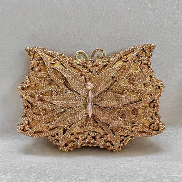 Twilight Butterfly Jeweled Clutch - Champagne - WAAMII