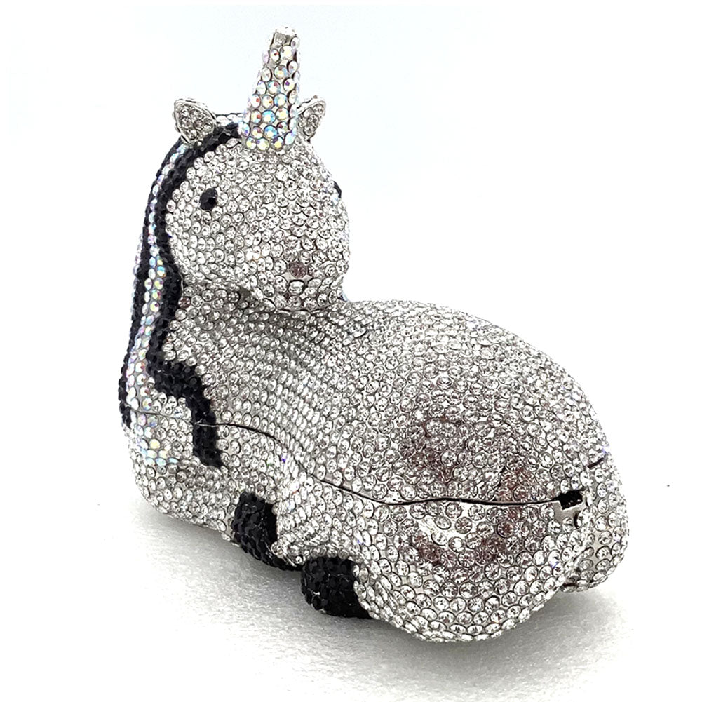 Pochette licorne en cristal doré 