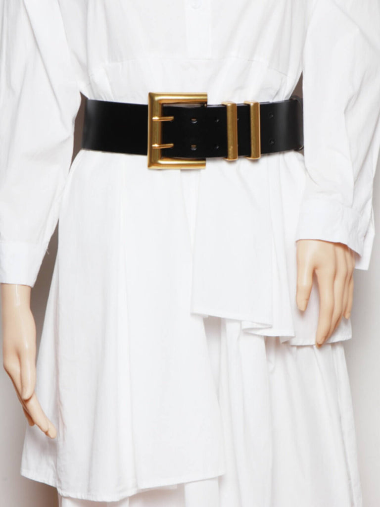 Gold Metal Buckle Waist Belt for Dress or Blazer – Punk Style