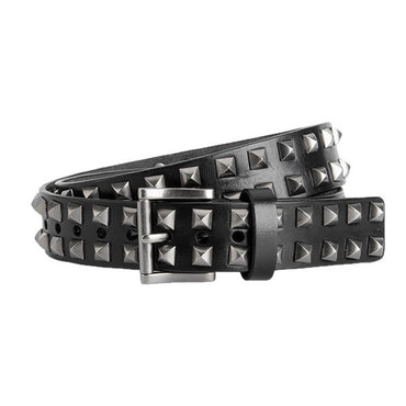 Women's Pyramids Studded Leather Belt – Full Grain Punk Chic Waist Belt-Black